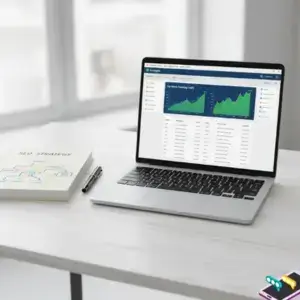 Analytics chart with steep green growth lines illustrating measurable organic traffic SEO results.